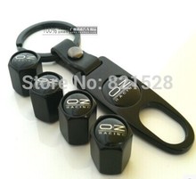 4 pcs Black O.Z  auto Wheel Tire Valve Stem Air Caps Covers set with car Key chain