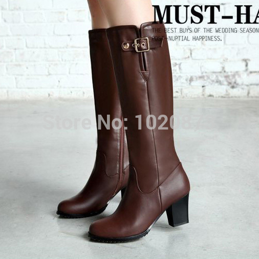 Free shipping botas women fashion over knee boots sexy winter warm square high heel long platform