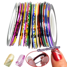 30 Mix Color Rolls Striping Tape Metallic Yarn Line Nail Art Decoration Sticker fingernails sticker adesivo