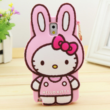 Newest Soft Silicon Hello Kitty Rabbit Cover Case for Samsung Galaxy Note2 N7100 Note3 N9000 Wholesale