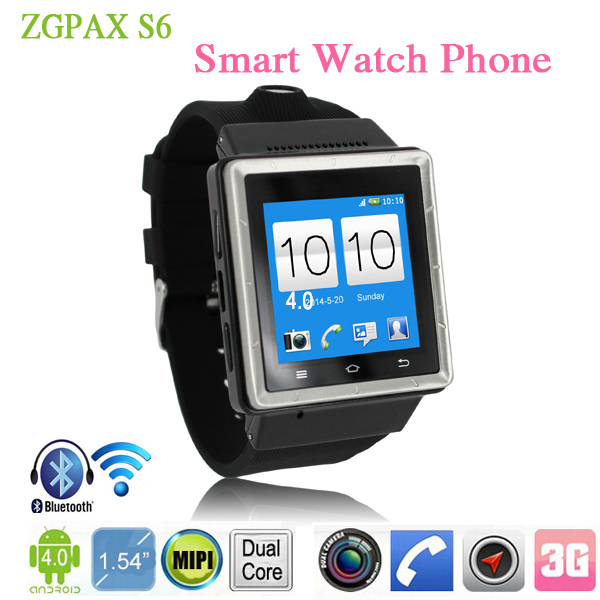 Android 4 0 Smart Watch Phone 1 54 Inch ZGPAX S6 MTK6577 Dual Core Smartwatch Smartphone