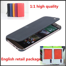1PCS Latest 2014 High quality 1 1 Official M8 Dot View Case Flip Cover for HTC
