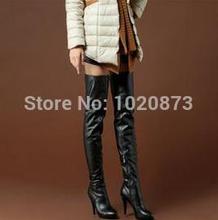  2014 new 60cm Genuine Leather high heel Over The Knee Boots For Women Scrub Upper