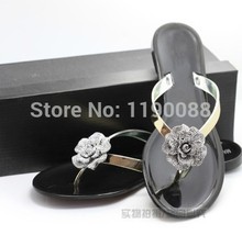 2015 Summer flip flops women shoes slip-resistant transparent crystal jelly shoes slippers flower flat ladies sandals sandalias.