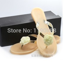 2015 Summer flip flops women shoes slip resistant transparent crystal jelly shoes slippers flower flat ladies