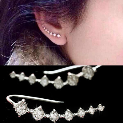Red Apple 2015 New Trendy Four Prong Setting Seven Piece Cubic Zircon Ear Hook Fashion Cheap