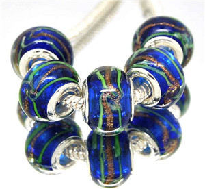  NO 70 Free Shipping 14mm Glass Ceramics 925 silver cord Big Hole Loose Beads fit