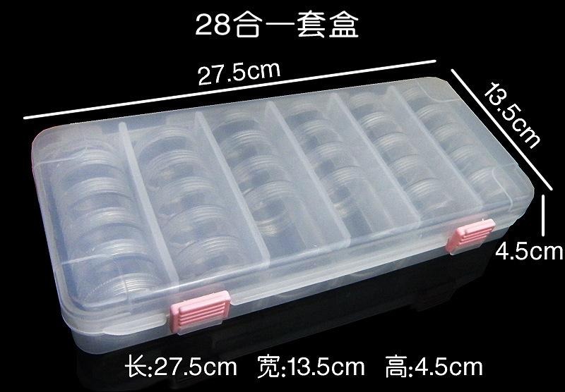 28Pcs Round Small Bottle lear Plastic Jewelry Beads Storage Box Retail DIY Jewelry Accessories Set Case