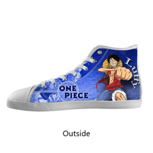Fashion Canvas Shoes Custom Hot Anime One Piece Luffy High Top Canvas Shoes Model002 (Women)