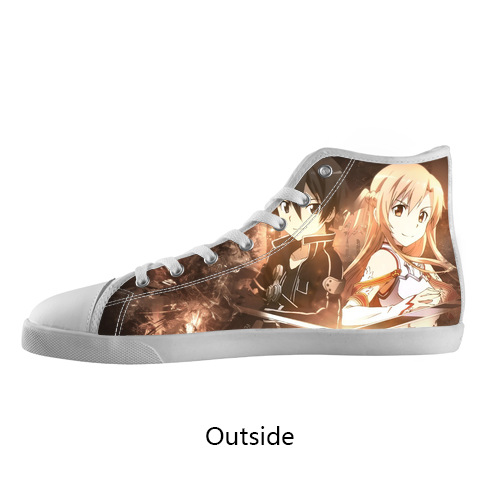 Fashionable Canvas Flats Customized Popular Japan AnimeSword Art Online High Top Canvas Shoes Model002 Women 
