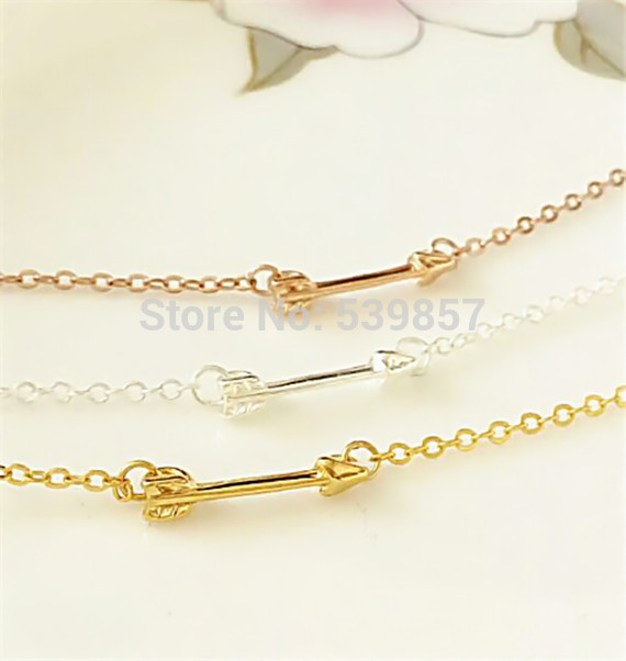 2015 Romantic Wedding Jewelry Punk Tiny Cupid Arrow Charm Everyday Bracelet in Gold Silver Rose Gold