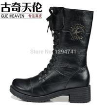 Classic Tall Women Motorcycle Boots Winter Women Thermal Cotton padded Boots Woman Boots Genuine Leather Boots