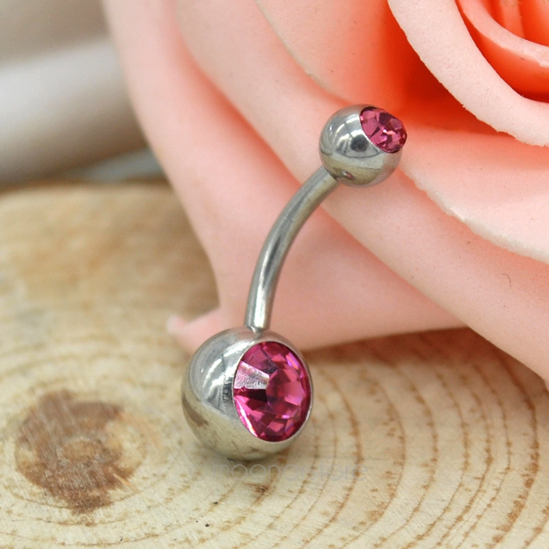FOR BOYS AND GIRLS 316L Surgical Steel Crystal Rhinestone Navel Ring Belly Button Bar Ring Body
