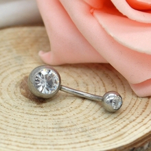 FOR BOYS AND GIRLS 316L Surgical Steel Crystal Rhinestone Navel Ring Belly Button Bar Ring Body