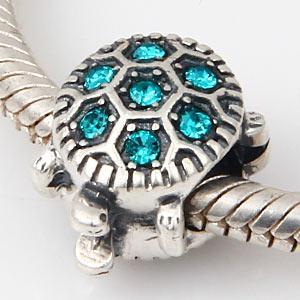 Wholesale 925 Sterling Silver beads for women Charms Crystal Little Turtle Jewelry Gifts fit pandora bracelets