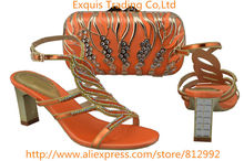 Italian Shoes With Matching Bag High Quality For Occasion Ltaly Shoes And Bag For Evening Free Shipping W338 orange color