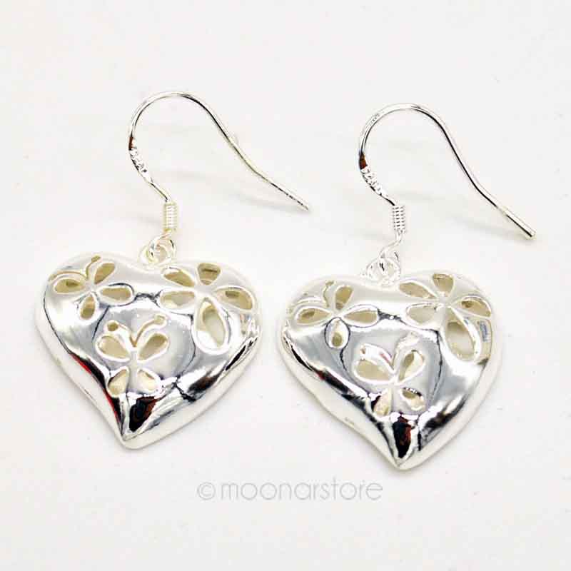 ... Heart Shape Silver Plated Dangle Earrings Silver Earring Jewelry Y60