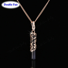 2014 New Black Opal Stone Pattern Wrapped Party Necklaces & pendants For Women 18K Gold Plated Wedding Jewelry DWN340M