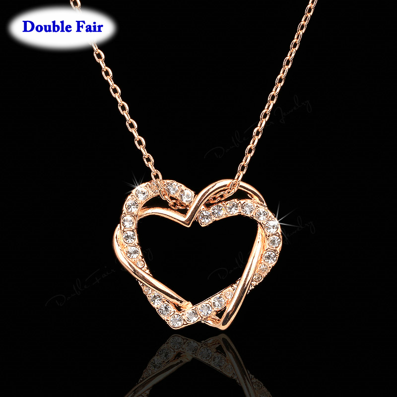 Classic Love Heart Designer CZ Diamond Party Necklaces Pendants 18K Gold Platinum Plated Wedding Jewelry DWN062M