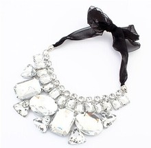 Maxi colar multicolorido acrylic crystal ribbon slipknot false collar fashion luxury costume jewelry women accessories necklace