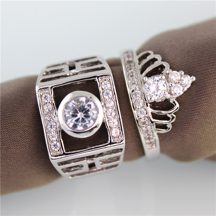 Crown Couple Rings zirconia for MenWomen Wedding Engagement Promise ... Crown Couple Rings zirconia for MenWomen Wedding Engagement Promise ...
