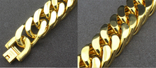 24K Gold Bracelet Bangle Chunky Chain for Men Jewelry 316L Stainless Steel Punk Rock