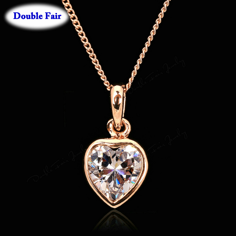 DWN130 Cute Heart Rhinestone Necklaces Pendants 18K Rose Gold Plated Fashion Brand Jewelry Crystal Anti Allergy