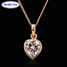 DWN130 Cute Heart Rhinestone Necklaces & Pendants 18K Rose Gold Plated Fashion Brand Jewelry Crystal Anti Allergy