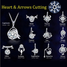 12 Constellation silver plated Pendant necklace women Wedding jewelry Heart & Arrows Cutting Crystal Pendant Necklaces