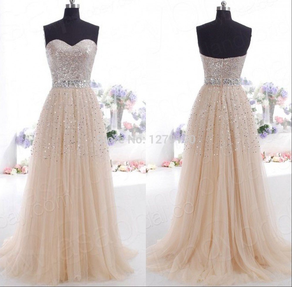 Ready-To-Ship-Long-Sweetheart-A-line-Champagne-Formal-Prom-Dress ...