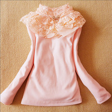 2014 Wholesale Lace Shirt Bottoming Fashion Girls Lace Blouses Children s shirts Top Long Sleeve Flower