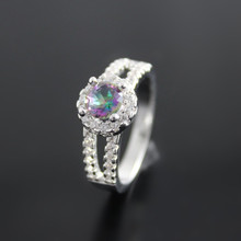 60 off Wedding Party Rings Women Crystal Jewelry Simulated Diamond Silver Plated Ring Rainbow Color Mystic