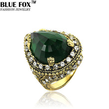 Luxury Mansion Crimson Teardrop-shaped Zircon Engagement Big Ring Blue Fox Jewelry Bohemian Vintage Style 2014 BF-0-4