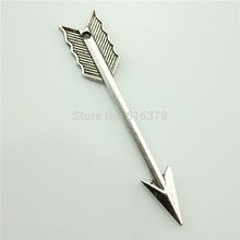 free shipping 10pcs 63mm antique silver big cupid arrow pendant charms jewelry findings
