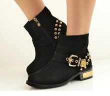 New Design 2014 Genuine Leather Women Ankle boots Women Snow Boots Fashion Martin Boots Black Colors Size 35-39