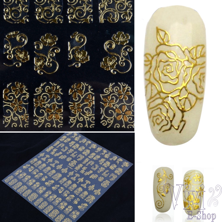 One Sheet Women Unique Beauty Gold Foil Nail Art Stickers Manicure Tools Adesivos Decals For Nails