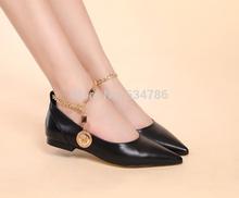 luxury italian logo brand pointed shoes patent flats gold toe bling heels genuine leather elegant ladies