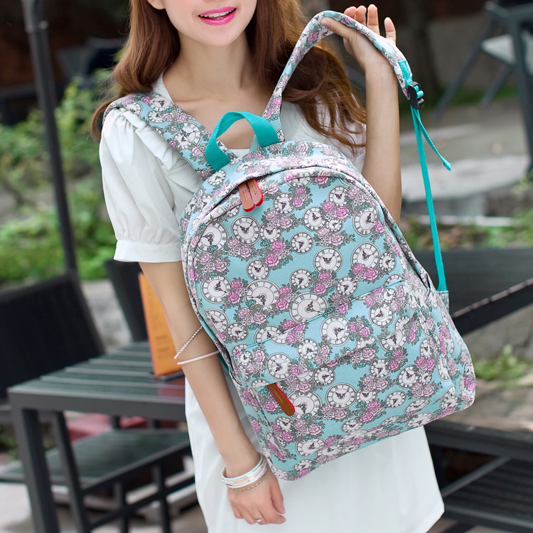 2014 vintage school bags for women printing floral canvas backpack fashion fresh women backpack laptop backpack