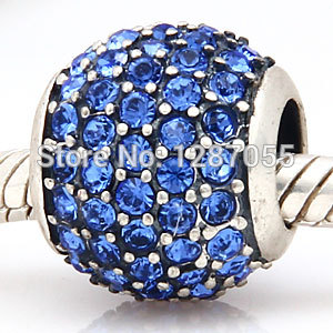 2014 New 925 Sterling Silver beads for women Charms Blue Crystal Jewelry fit pandora DIY bracelets