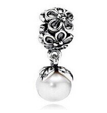 Free Shipping 1Pc Silver Bead Charm European Silver with Venetian Pearl Charm Pendant Bead Fit Pandora