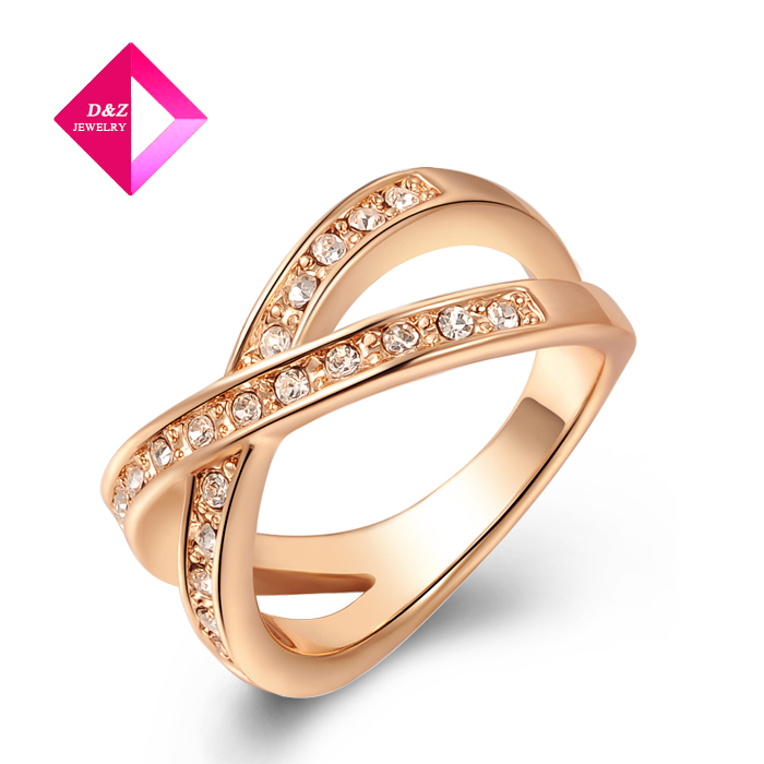 fashion women X ring genuine Austrian crystal jewelry rose gold plated diamond rings ring series