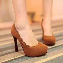 Fashion Round Toe Platform High Heels Women Shoes Vintage Flock Plus Size 34-48 Women Pumps Sexy Ladies Elegant Wedding Shoes