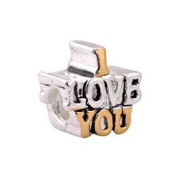 NEW Arrive Free Shipping 925 Silver Bead Amazing Alloy Bead I Love You Letter Bead Fit