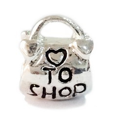NEW Free Shipping Jewelry Silver Bead Charm European Heart Shop Handbag Bead Fit Pandora Charm Bracelets