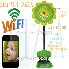 Flower WiFi monitor Camera Smartphone Audio Night Vision Built-in Mic support Video Record For baby Security Green Color