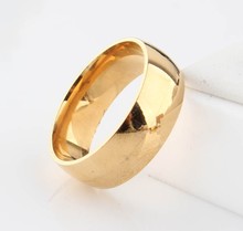 Never fading 18k Classic Wedding rings 8mm 24K yellow Gold filled 316L Titanium steel rings for