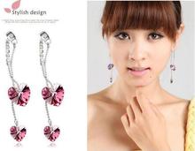 Fashion jewelry Crystal love Tassel earrings E340 B12