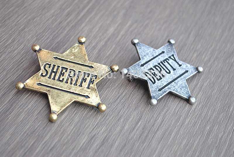 Trendy Sheriff Deputy Gold Silver plated party Pins Brooches broach girls children kids fun gift 2014
