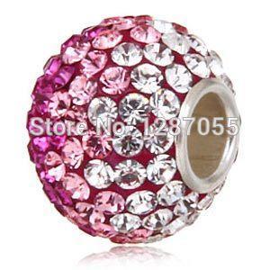 2014 Fashion 925 Sterling Silver Gradient colors beads for women Charms Crystal Jewelry fits pandora bracelets