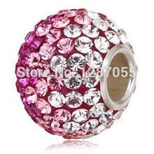 2014 Fashion 925 Sterling Silver Gradient colors beads for women Charms Crystal Jewelry fits pandora bracelets & necklaces